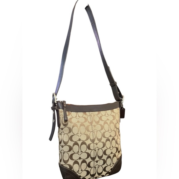 Coach Handbags - Coach Signature Canvas Crossbody Bag with Leather Trim (2008)